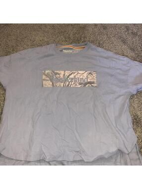 Timberland Women's Blue and Grey Tshirt